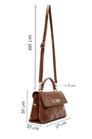 Kadın Taba Uzun Askılı Kroko Desenli Kol Çantası | Derimod Kadın Taba Uzun Askılı Kroko Desenli Kol Çantası | Derimod