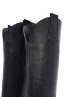 Woman Black Thick-Heeled Leather Cowboy Boots | Derimod Woman Black Thick-Heeled Leather Cowboy Boots | Derimod