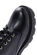 Harley Davidson Women's Black Carrie Lace-Up Zipper Detail Leather Combat Boots | Derimod Harley Davidson Women's Black Carrie Lace-Up Zipper Detail Leather Combat Boots | Derimod