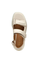 Geox Kadın Krem D Spherica Ec4.1 S A - Nappa Bantlı Deri Sandalet | Derimod Geox Kadın Krem D Spherica Ec4.1 S A - Nappa Bantlı Deri Sandalet | Derimod