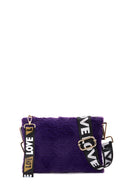 Women's Purple Plush Portfolio Bag | Derimod Women's Purple Plush Portfolio Bag | Derimod