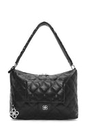 Kadın Siyah Uzun Askılı Kapitone Desenli Omuz Çantası | Derimod Kadın Siyah Uzun Askılı Kapitone Desenli Omuz Çantası | Derimod