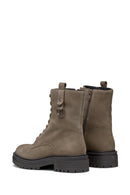 Geox Women's Mink Taupe Lace-Up Suede Leather Combat Boots | Derimod Geox Women's Mink Taupe Lace-Up Suede Leather Combat Boots | Derimod