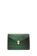 Women's Green Long Strap Crocodile Crossbody Bag | Derimod Women's Green Long Strap Crocodile Crossbody Bag | Derimod