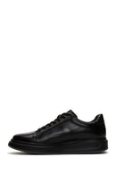 Male Black Lace-Up Thick-Soled Leather Sneaker | Derimod Male Black Lace-Up Thick-Soled Leather Sneaker | Derimod