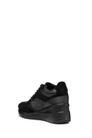 Geox Women's Black D Zosma Lace-Up Wedge Heel Leather Sneakers | Derimod Geox Women's Black D Zosma Lace-Up Wedge Heel Leather Sneakers | Derimod