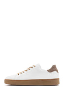 Men's White Lace-up Leather Sneaker | Derimod Men's White Lace-up Leather Sneaker | Derimod