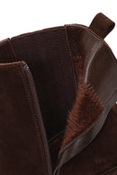 Woman Brown Zip Closure Chunky Heeled Suede Boots | Derimod Woman Brown Zip Closure Chunky Heeled Suede Boots | Derimod