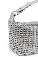 Woman Silver Long-Strap Knitted Mini Shoulder Bag | Derimod Woman Silver Long-Strap Knitted Mini Shoulder Bag | Derimod