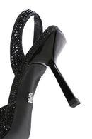 Women's Black Stone Open-Back Heeled Shoes | Derimod Women's Black Stone Open-Back Heeled Shoes | Derimod