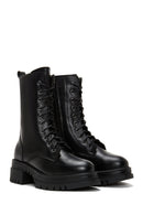 Women's Black Leather Thick Soled Boots | Derimod Women's Black Leather Thick Soled Boots | Derimod