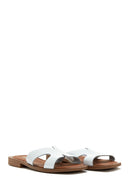 Women's White Leather Slippers | Derimod Women's White Leather Slippers | Derimod