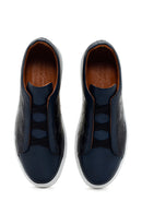 Men's Navy Blue Crocodile Leather Sneaker | Derimod Men's Navy Blue Crocodile Leather Sneaker | Derimod