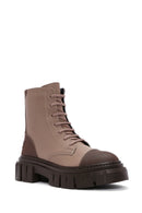 Women's Mink Leather Zippered Boots | Derimod Women's Mink Leather Zippered Boots | Derimod