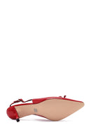 Women's Red Open Back Thin Heel Patent Leather Shoes | Derimod Women's Red Open Back Thin Heel Patent Leather Shoes | Derimod