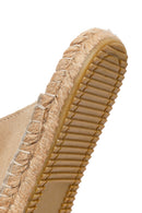 Women's Beige Buckled Suede Leather Espadrille Slippers | Derimod Women's Beige Buckled Suede Leather Espadrille Slippers | Derimod
