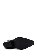 Women's Black Zippered Leather Cowboy Boots | Derimod Women's Black Zippered Leather Cowboy Boots | Derimod