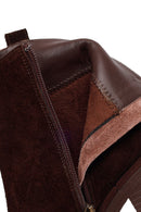Woman Brown Zip Closure Chunky Heeled Suede Boots | Derimod Woman Brown Zip Closure Chunky Heeled Suede Boots | Derimod