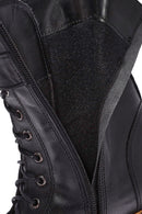 Women's Black Zippered Lace-Up Leather Combat Boots | Derimod Women's Black Zippered Lace-Up Leather Combat Boots | Derimod