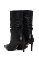 Woman Black Thin High-Heeled Leather Boots | Derimod Woman Black Thin High-Heeled Leather Boots | Derimod