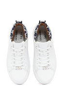ACBC x Derimod Women's White Laced Leopard Detail Sneakers | Derimod ACBC x Derimod Women's White Laced Leopard Detail Sneakers | Derimod