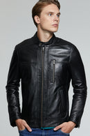 Ford Men's Black Leather Jacket | Derimod Ford Men's Black Leather Jacket | Derimod