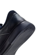 Men's Navy Blue Lace-Up Leather Sneaker | Derimod Men's Navy Blue Lace-Up Leather Sneaker | Derimod