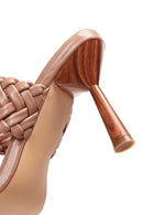 Women's Beige Knitted Heeled Slippers | Derimod Women's Beige Knitted Heeled Slippers | Derimod