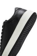 Erkek Siyah Kalın Tabanlı Bağcıklı Deri Sneaker | Derimod Erkek Siyah Kalın Tabanlı Bağcıklı Deri Sneaker | Derimod