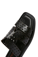 Women's Black Leather Slippers | Derimod Women's Black Leather Slippers | Derimod