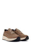 Male Mink Lace-Up Thick-Soled Nubuck Leather Sneaker | Derimod Male Mink Lace-Up Thick-Soled Nubuck Leather Sneaker | Derimod
