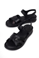 Woman Black Strappy Leather Comfort Sandal | Derimod Woman Black Strappy Leather Comfort Sandal | Derimod