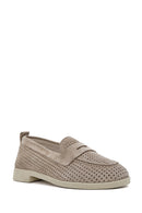 Women's Beige Suede Leather Loafer | Derimod Women's Beige Suede Leather Loafer | Derimod