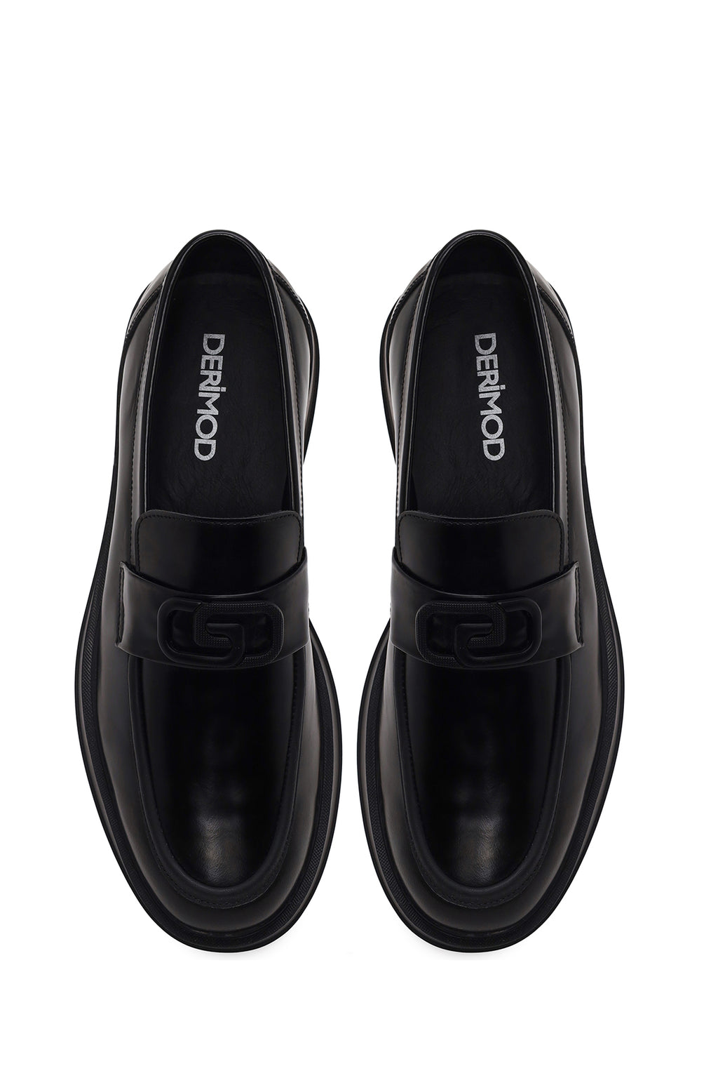 Erkek Siyah Tokalı Deri Casual Loafer
