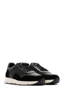 Erkek Siyah Deri Süet Detaylı Sneaker | Derimod Erkek Siyah Deri Süet Detaylı Sneaker | Derimod