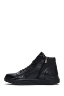Men's Black Leather Ankle Sneaker Boots | Derimod Men's Black Leather Ankle Sneaker Boots | Derimod