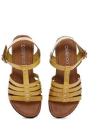 Kadın Sarı Deri Bodrum Sandalet | Derimod