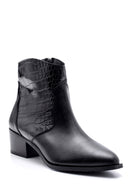 Women's Crocodile Detailed Heeled Boots | Derimod Women's Crocodile Detailed Heeled Boots | Derimod