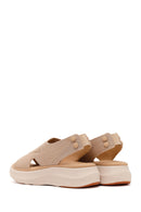 Women's Beige Strapped Thick-Soled Fabric Comfort Sandals | Derimod Women's Beige Strapped Thick-Soled Fabric Comfort Sandals | Derimod