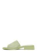Women's Green Leather Slippers | Derimod Women's Green Leather Slippers | Derimod