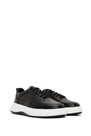 Erkek Siyah Bağcıklı Deri Sneaker | Derimod Erkek Siyah Bağcıklı Deri Sneaker | Derimod