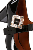 Kadın Taşlı Tokalı Rugan Kalın Topuklu Ayakkabı | Derimod Kadın Taşlı Tokalı Rugan Kalın Topuklu Ayakkabı | Derimod