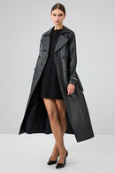 Jenny -X Women's Black Belt Detailed Leather Trench Coat | Derimod Jenny -X Women's Black Belt Detailed Leather Trench Coat | Derimod