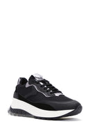 Kadın Siyah Bağcıklı Kalın Tabanlı Spor Sneaker | Derimod Kadın Siyah Bağcıklı Kalın Tabanlı Spor Sneaker | Derimod