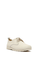 Women's Beige Lace-Up Leather Comfort Shoes | Derimod Women's Beige Lace-Up Leather Comfort Shoes | Derimod