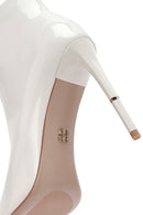 Women's White Zippered Thin Heel Patent Leather Boots | Derimod Women's White Zippered Thin Heel Patent Leather Boots | Derimod