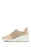Derimod Zero Women's Beige Zippered Wedge Heel Fabric Sneakers | Derimod Derimod Zero Women's Beige Zippered Wedge Heel Fabric Sneakers | Derimod