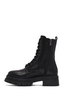 Woman Black Zippered Thick Sole Leather Postal Boots | Derimod Woman Black Zippered Thick Sole Leather Postal Boots | Derimod