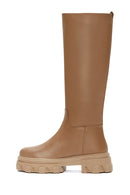 Women's Brown Leather Thick Soled Boots | Derimod Women's Brown Leather Thick Soled Boots | Derimod