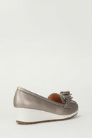 Bronze Wedge Heels Women's Leather Loafer | Derimod Bronze Wedge Heels Women's Leather Loafer | Derimod